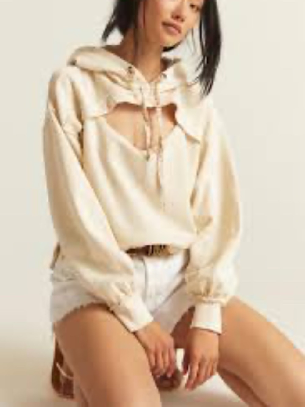 Anthro Pilcro S Cutout Ribbed Hoodie